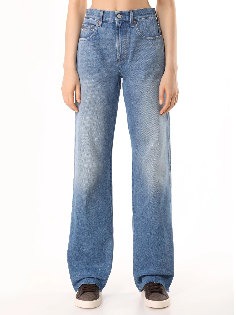 Джинсы хлопковые GUCCI 764349XDCRA4447 Голубой  Фото 4