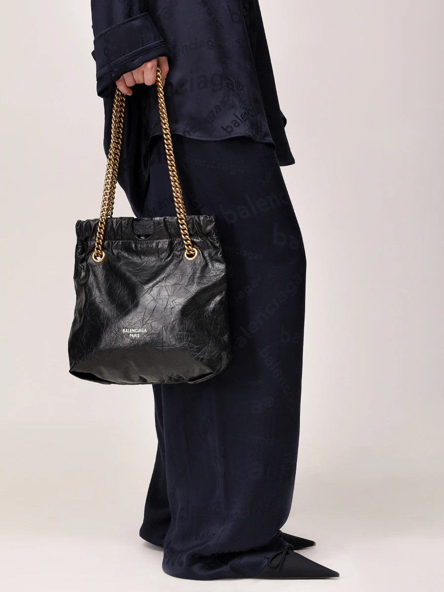Сумка кожаная Crush BALENCIAGA 742942 210IT 1000 Черный  Фото 2