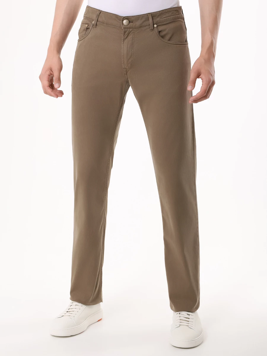 Брюки Regular Fit из хлопка и лиоцелла HANDPICKED 03115/S/468/RIMINI Коричневый  Фото 4