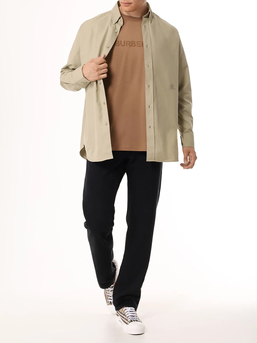 Футболка хлопковая BURBERRY 8083128 A1420 Бежевый  Фото 2