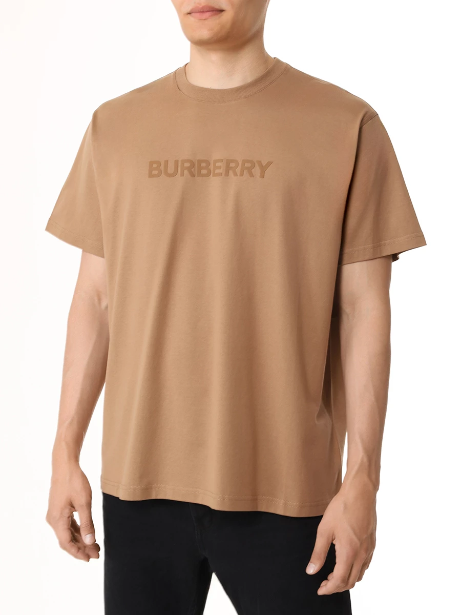 Футболка хлопковая BURBERRY 8083128 A1420 Бежевый  Фото 4