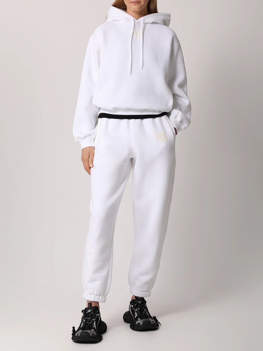 Худи хлопковое ALEXANDER WANG 4CC3222069 100 Белый  Фото 2