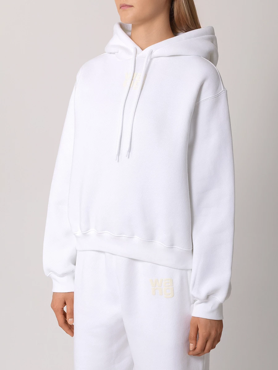 Худи хлопковое ALEXANDER WANG 4CC3222069 100 Белый  Фото 4