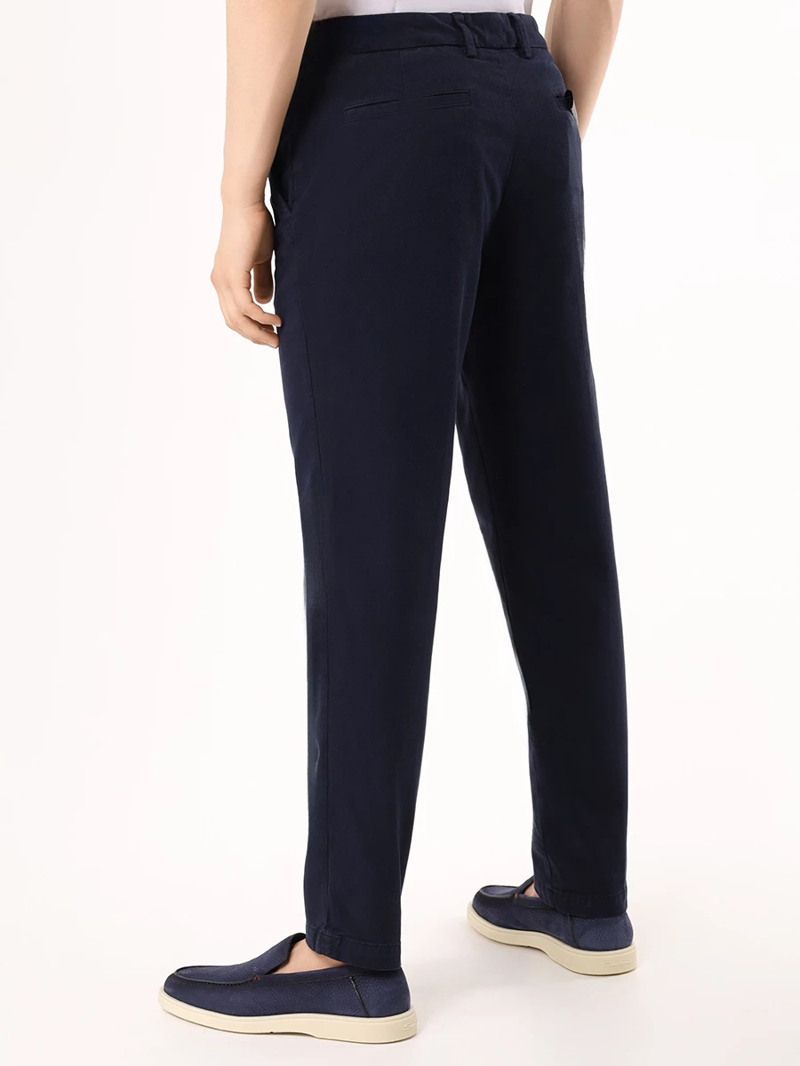 Брюки Slim Fit из хлопка и лиоцелла BOSS 50507575/404 Синий  Фото 3