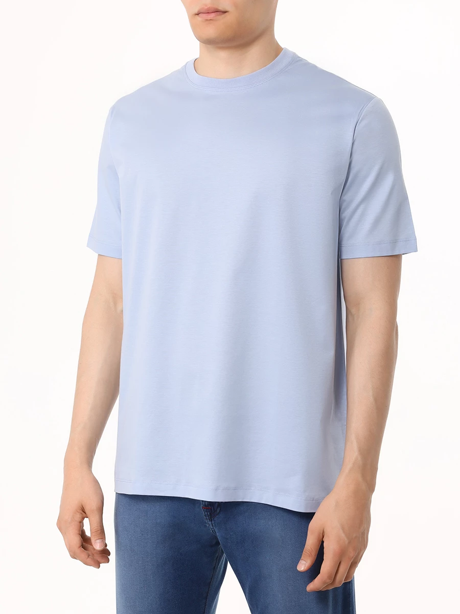 Футболка хлопковая KITON UMC023H088002003 Голубой  Фото 4