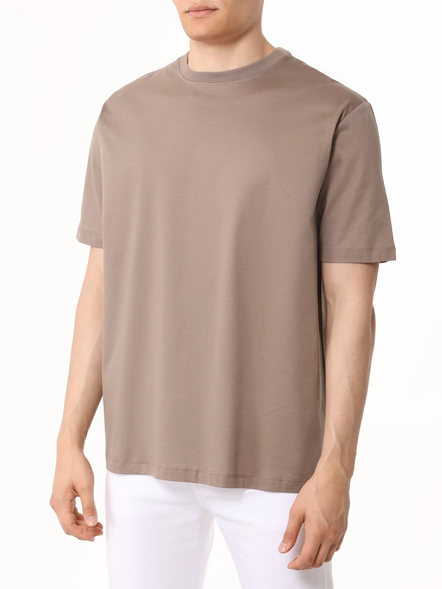 Футболка хлопковая KITON UMC023H088001200W Коричневый  Фото 4