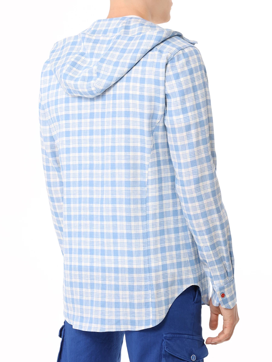 Рубашка Slim Fit льняная KITON UMCMARH0881501000 Голубой  Фото 3