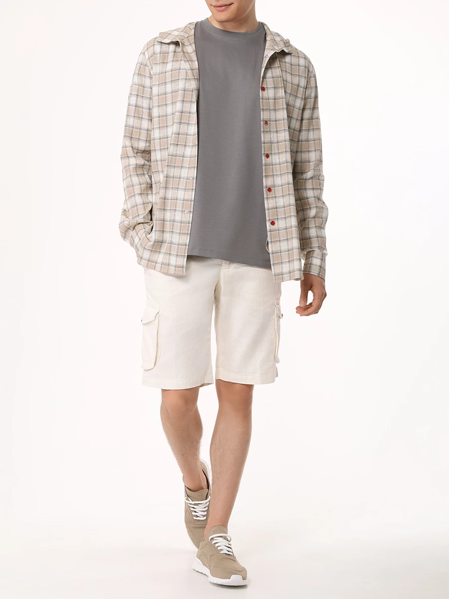 Шорты льняные KITON UFPPBK0604D01002 Кремовый  Фото 2