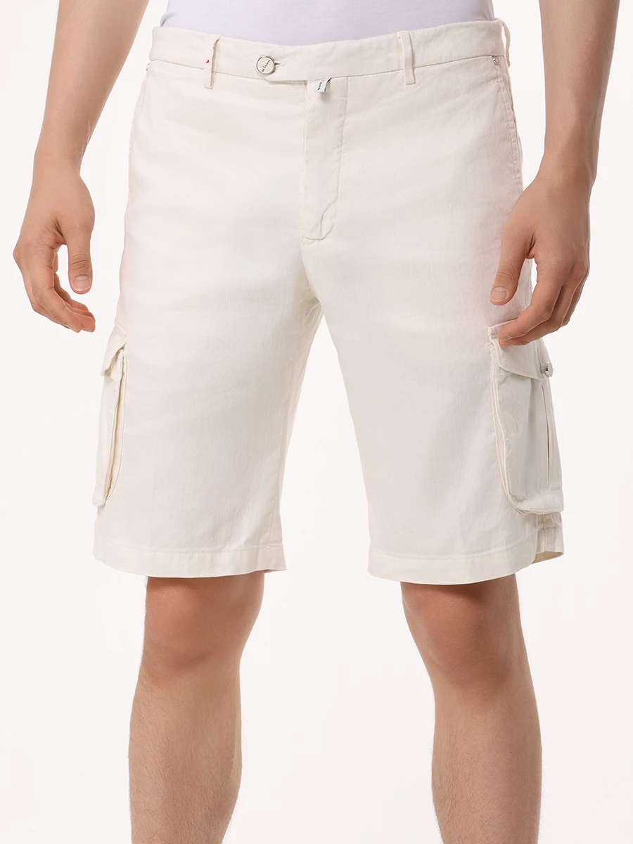 Шорты льняные KITON UFPPBK0604D01002 Кремовый  Фото 4