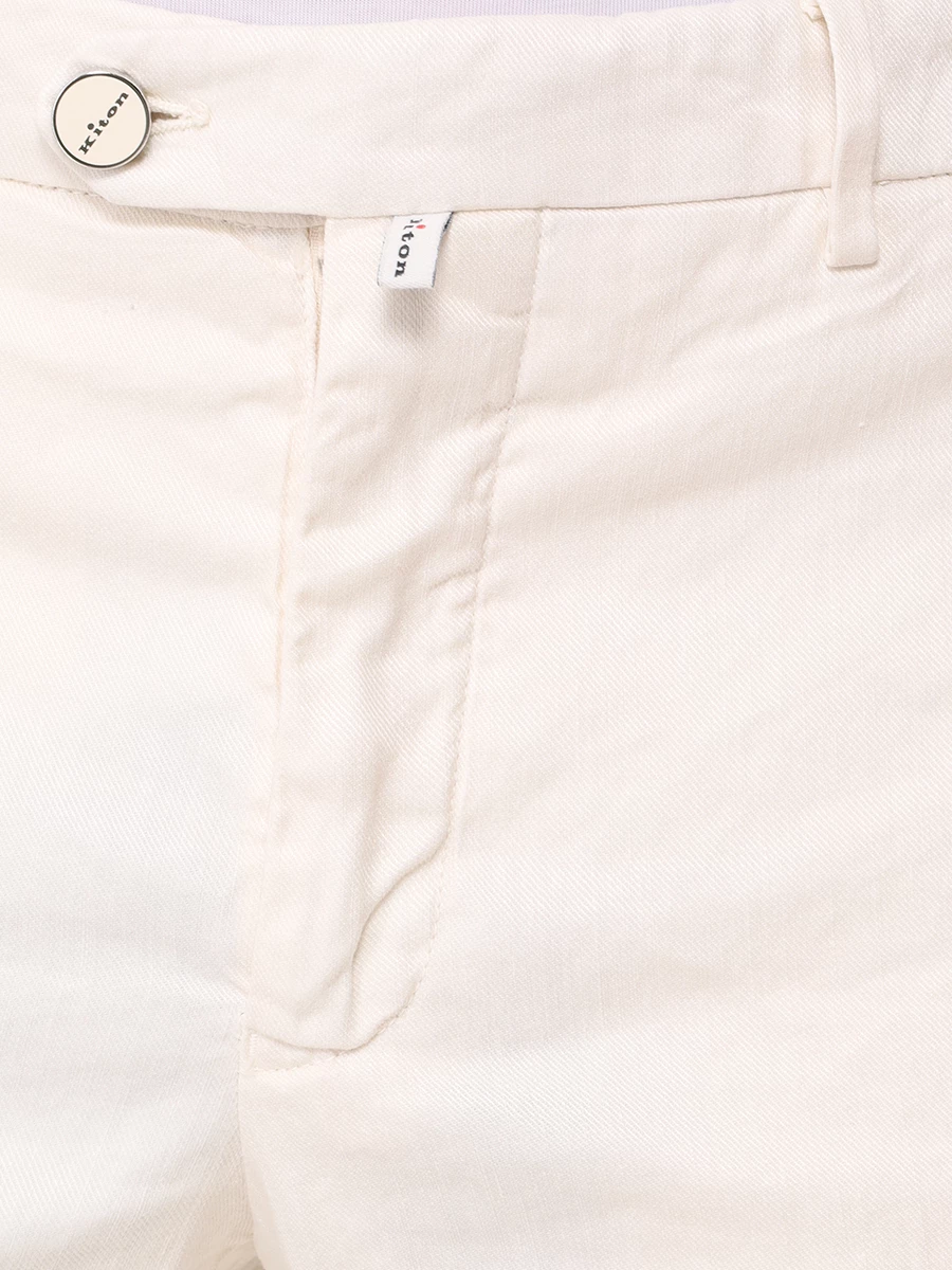 Шорты льняные KITON UFPPBK0604D01002 Кремовый  Фото 5