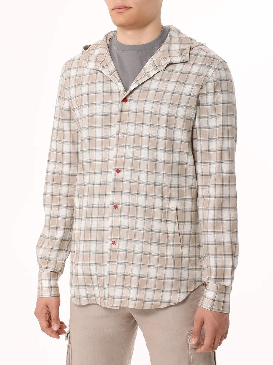 Рубашка Slim Fit льняная KITON UMCMARH0881707000 Бежевый  Фото 4