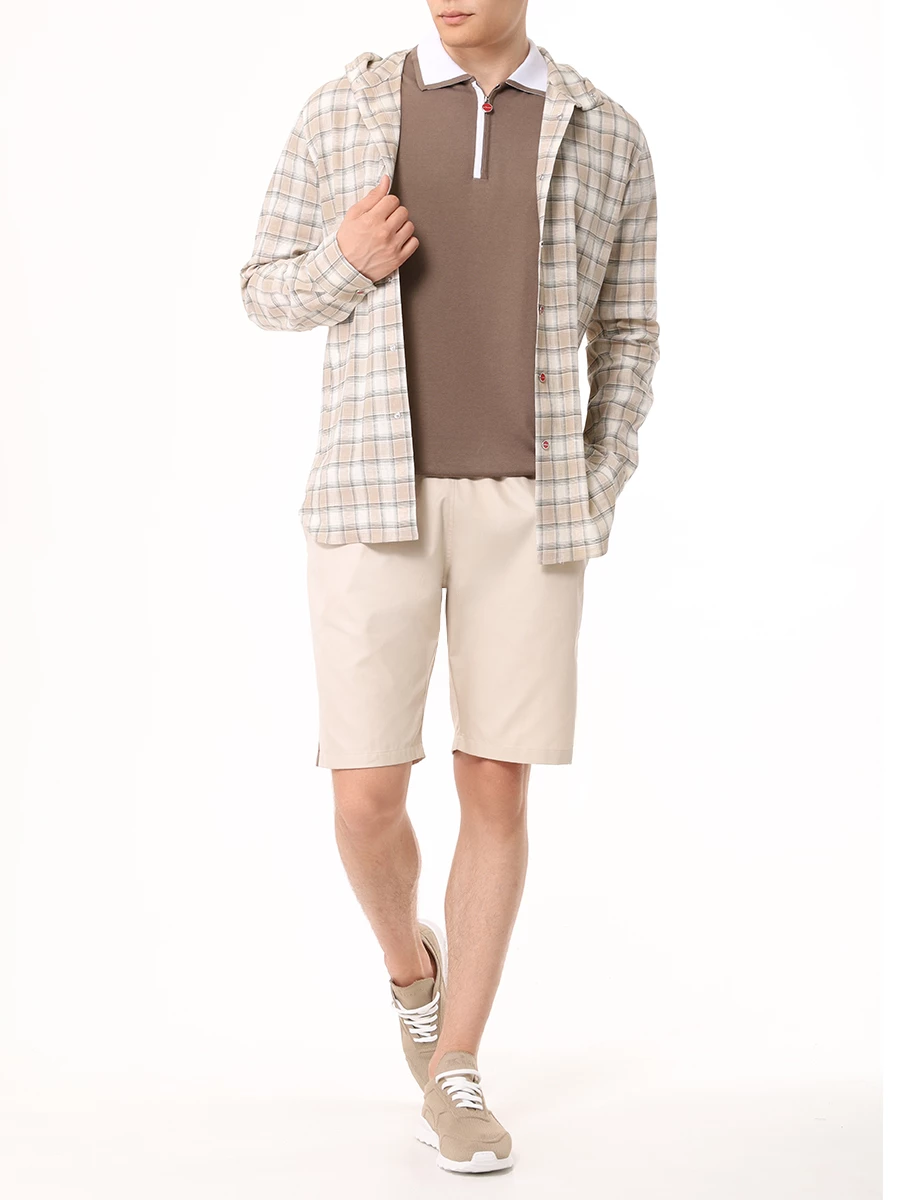 Шорты хлопковые KITON UPSHORTK06S9903000 Бежевый  Фото 2