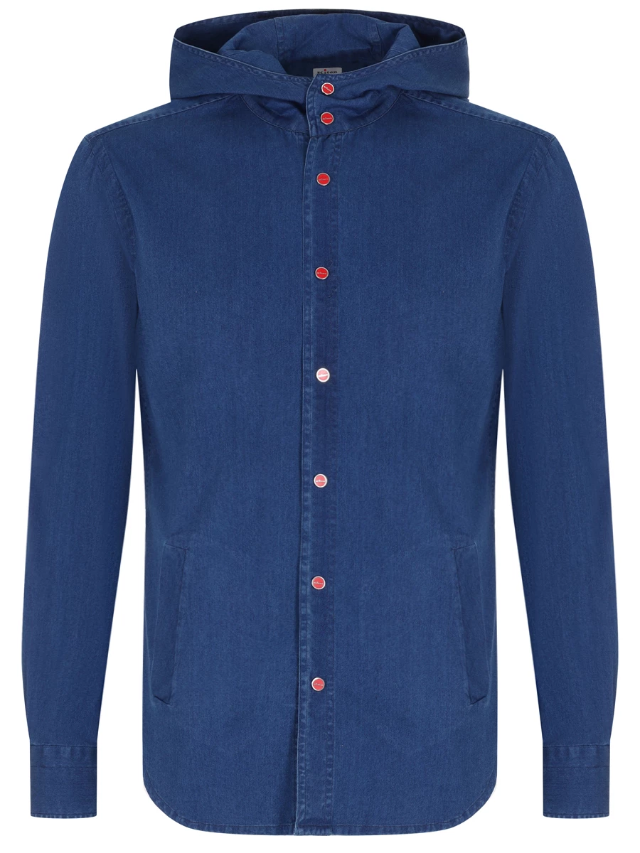 Рубашка Slim Fit хлопковая KITON UMCMARH0885802000 Синий 
