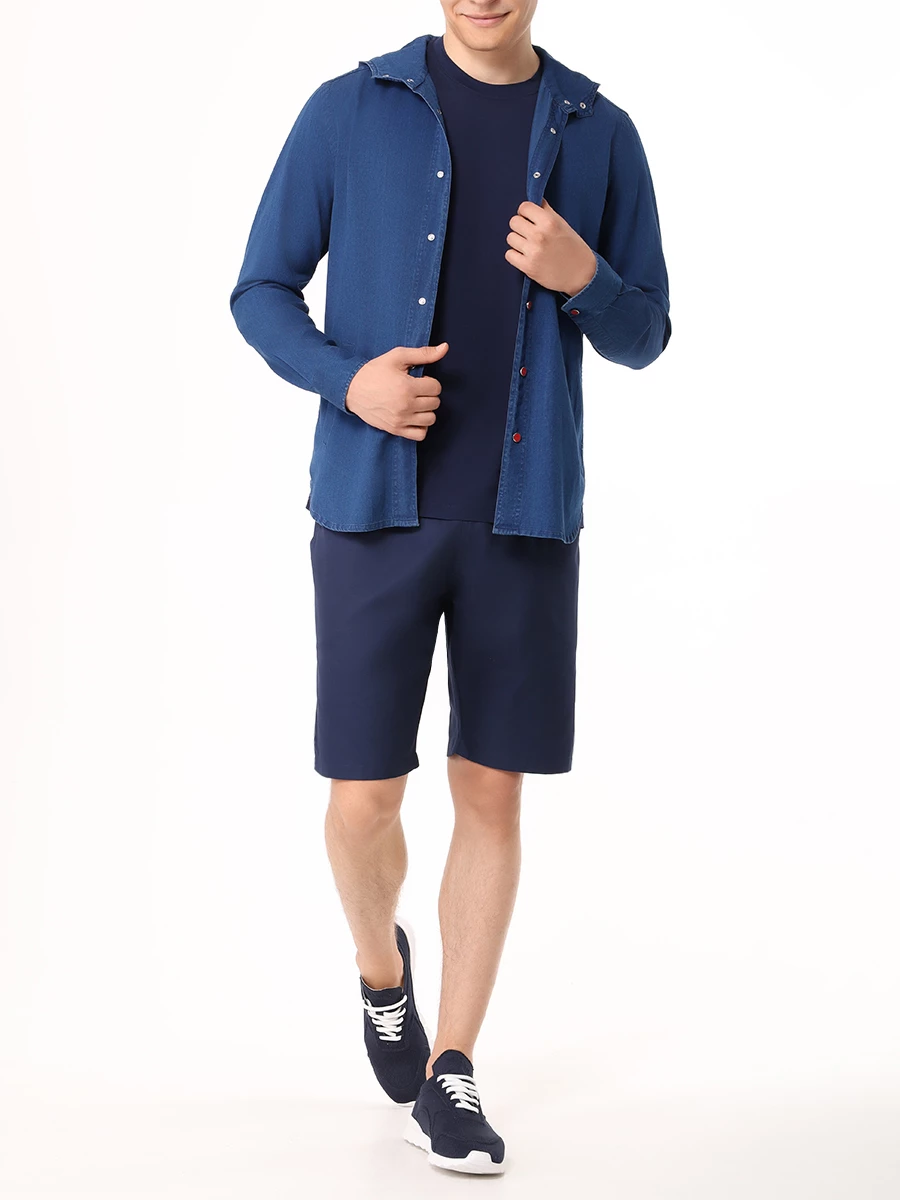 Рубашка Slim Fit хлопковая KITON UMCMARH0885802000 Синий  Фото 2