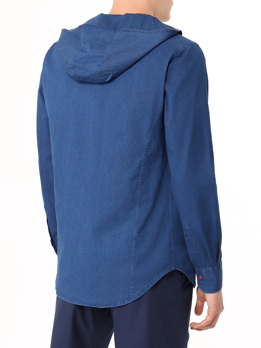 Рубашка Slim Fit хлопковая KITON UMCMARH0885802000 Синий  Фото 3