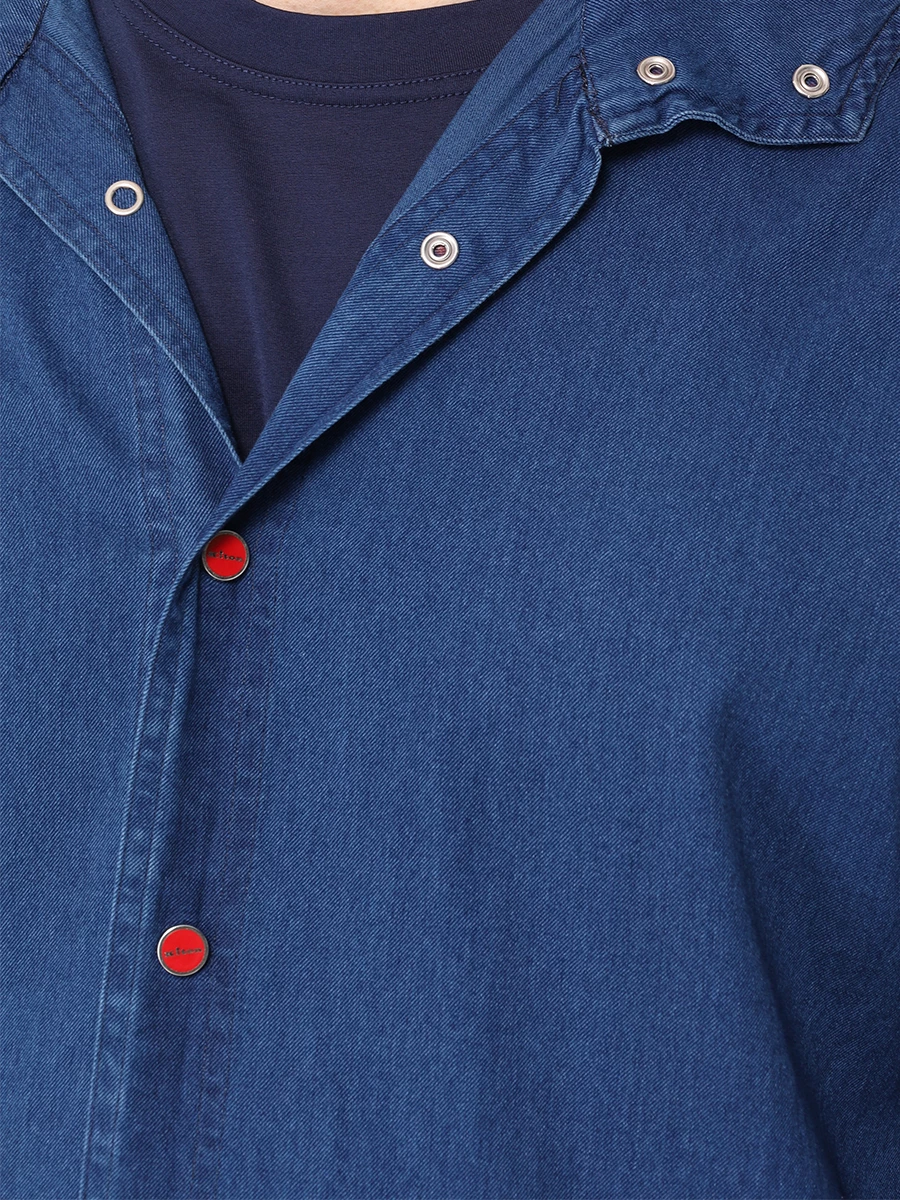 Рубашка Slim Fit хлопковая KITON UMCMARH0885802000 Синий  Фото 5