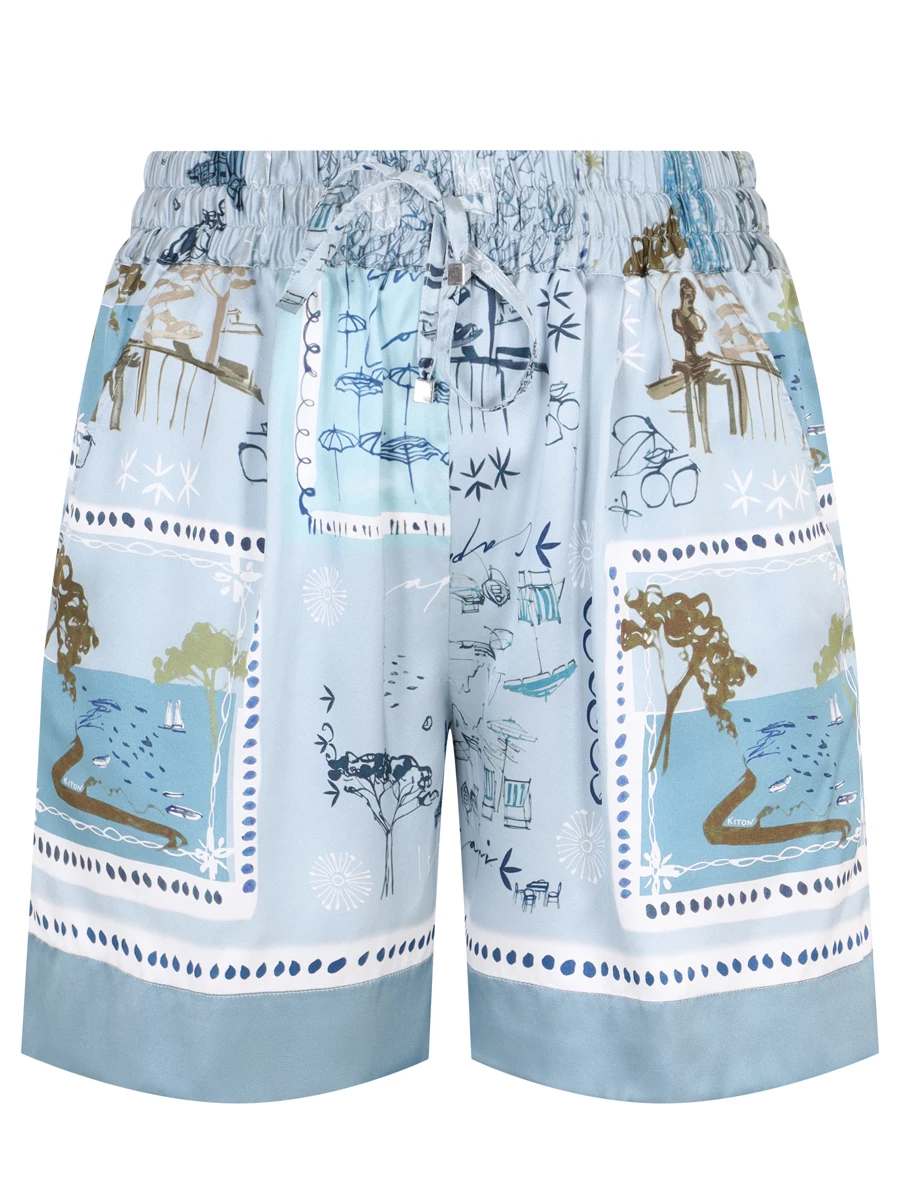 Шорты шелковые KITON D57129K0978C2000A Голубой 