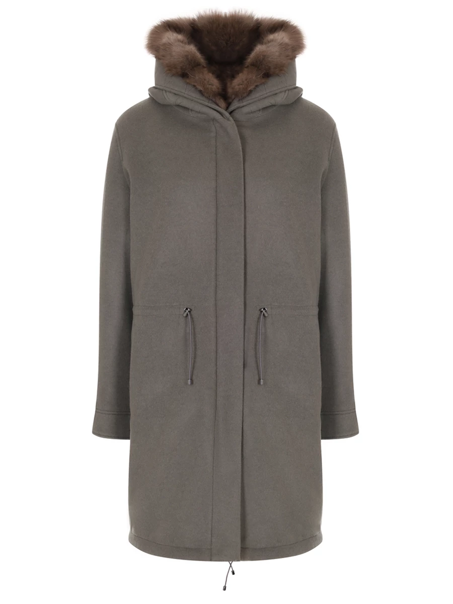 

Парка кашемировая на соболином меху, Зеленый, Парка 230009