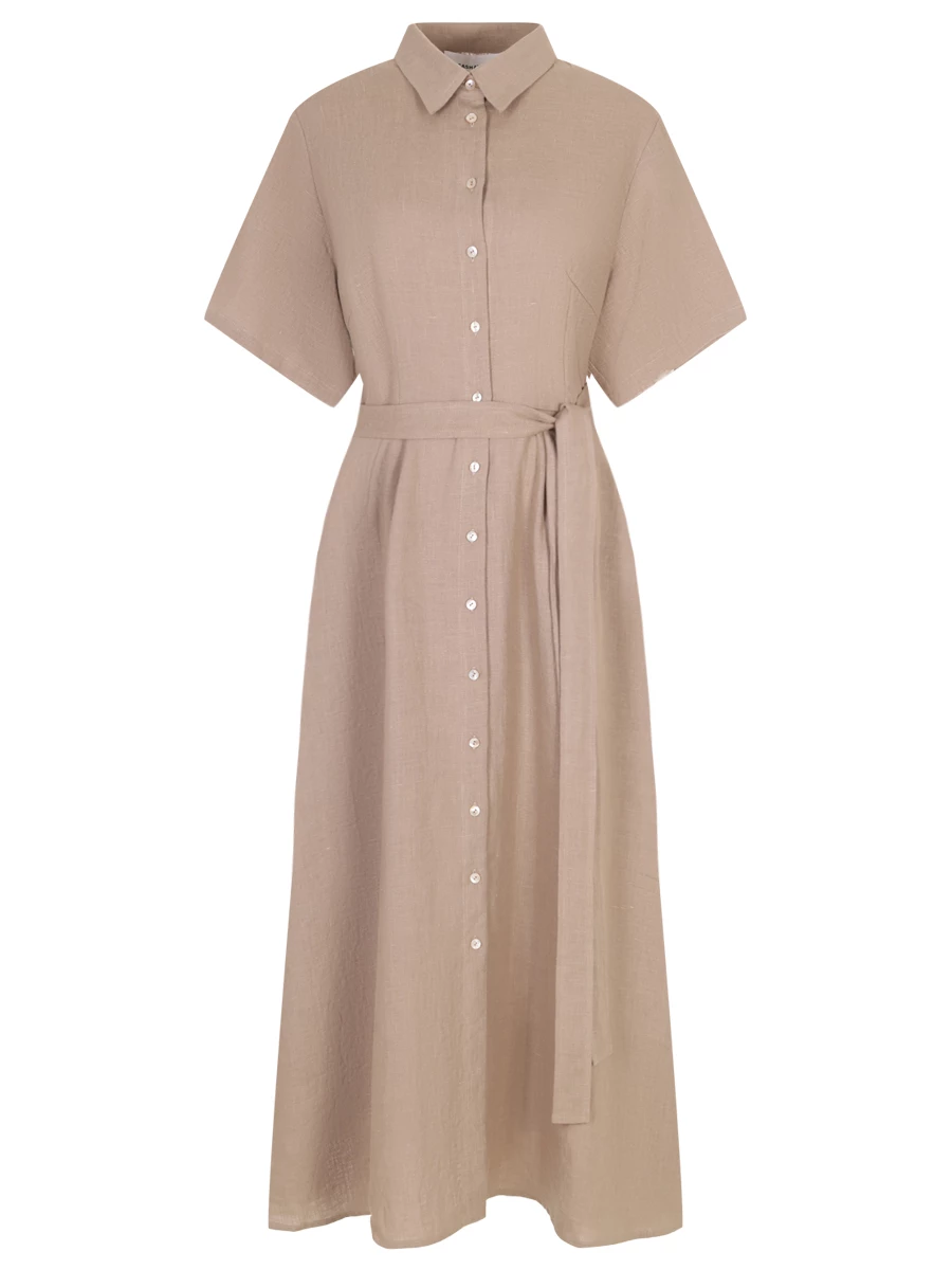 Платье-рубашка льняное SASHAVERSE D072/Linen/9101.302/SS24 Бежевый 
