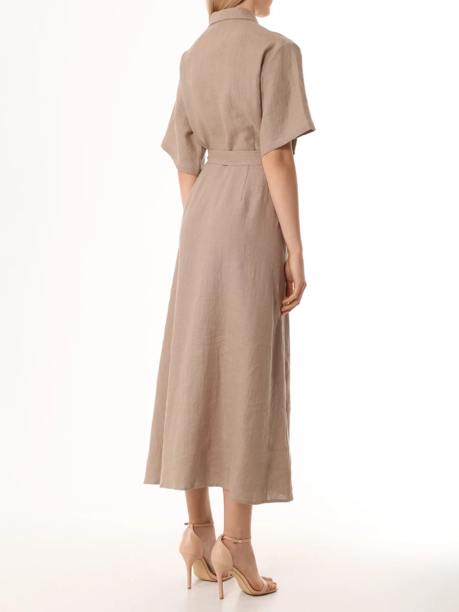 Платье-рубашка льняное SASHAVERSE D072/Linen/9101.302/SS24 Бежевый  Фото 3