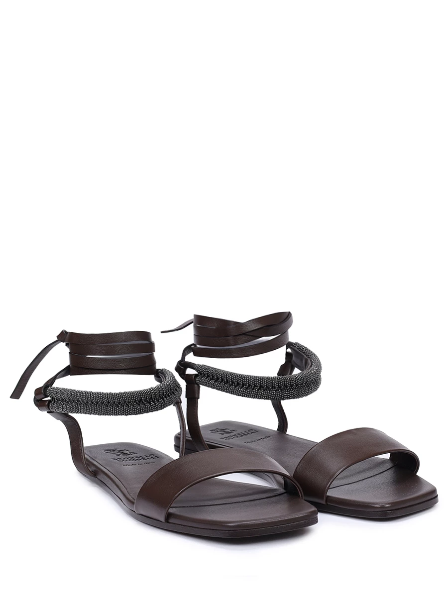 Сандалии кожаные BRUNELLO CUCINELLI MZSKC2637 C8279 Коричневый  Фото 2