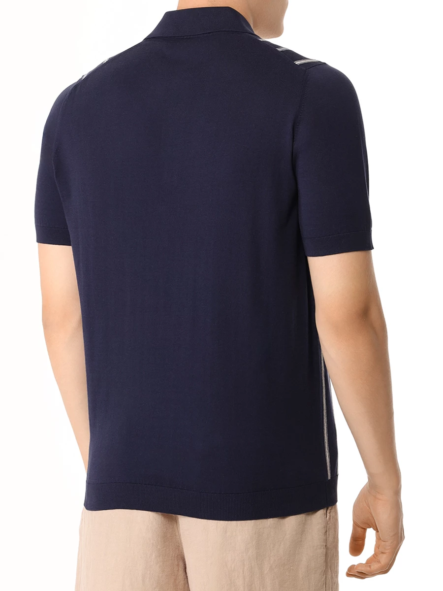 Поло хлопковое BRUNELLO CUCINELLI M29804905 CEW32 Синий  Фото 3