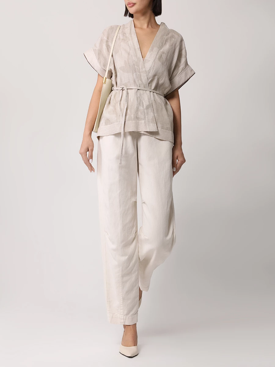 Джинсы из хлопка и льна BRUNELLO CUCINELLI ML996P5897 C8739 Бежевый  Фото 2