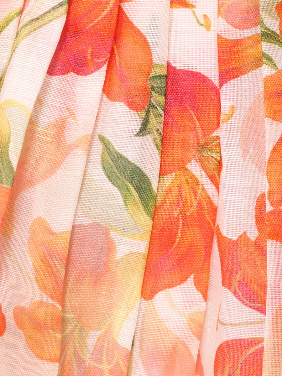 Платье из шелка и льна ZIMMERMANN 1696DS243 REDLIL Красный  Фото 6