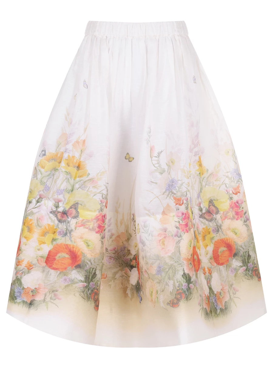 Юбка из шелка и льна ZIMMERMANN 1121SS243 Кремовый 