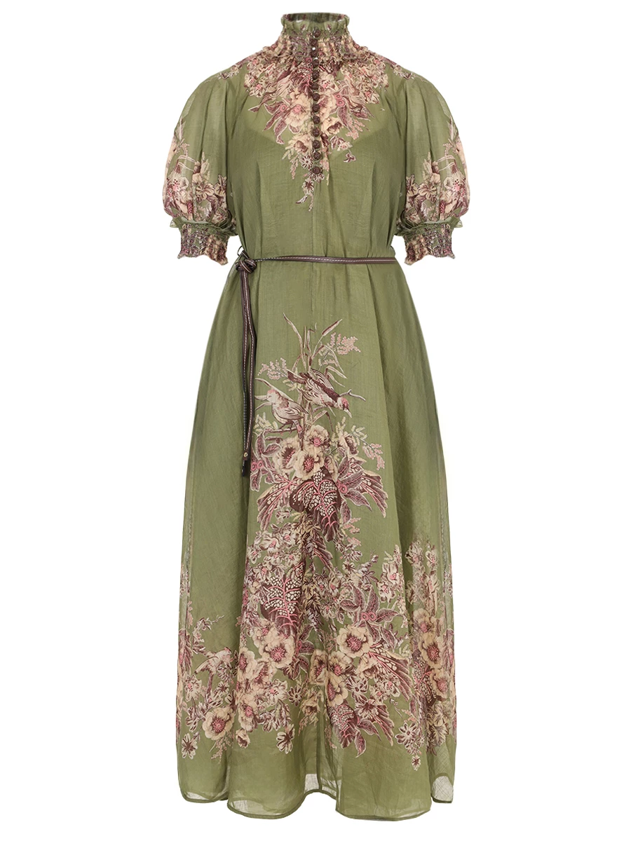 

Платье с принтом, Зеленый, 1025DSS242 Khaki Floral