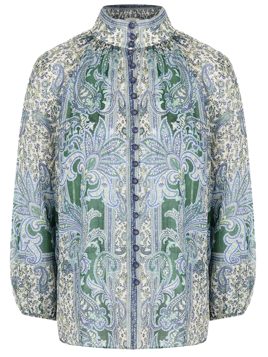 

Блуза из рами, Зеленый, 7452TSS242 Green Paisley