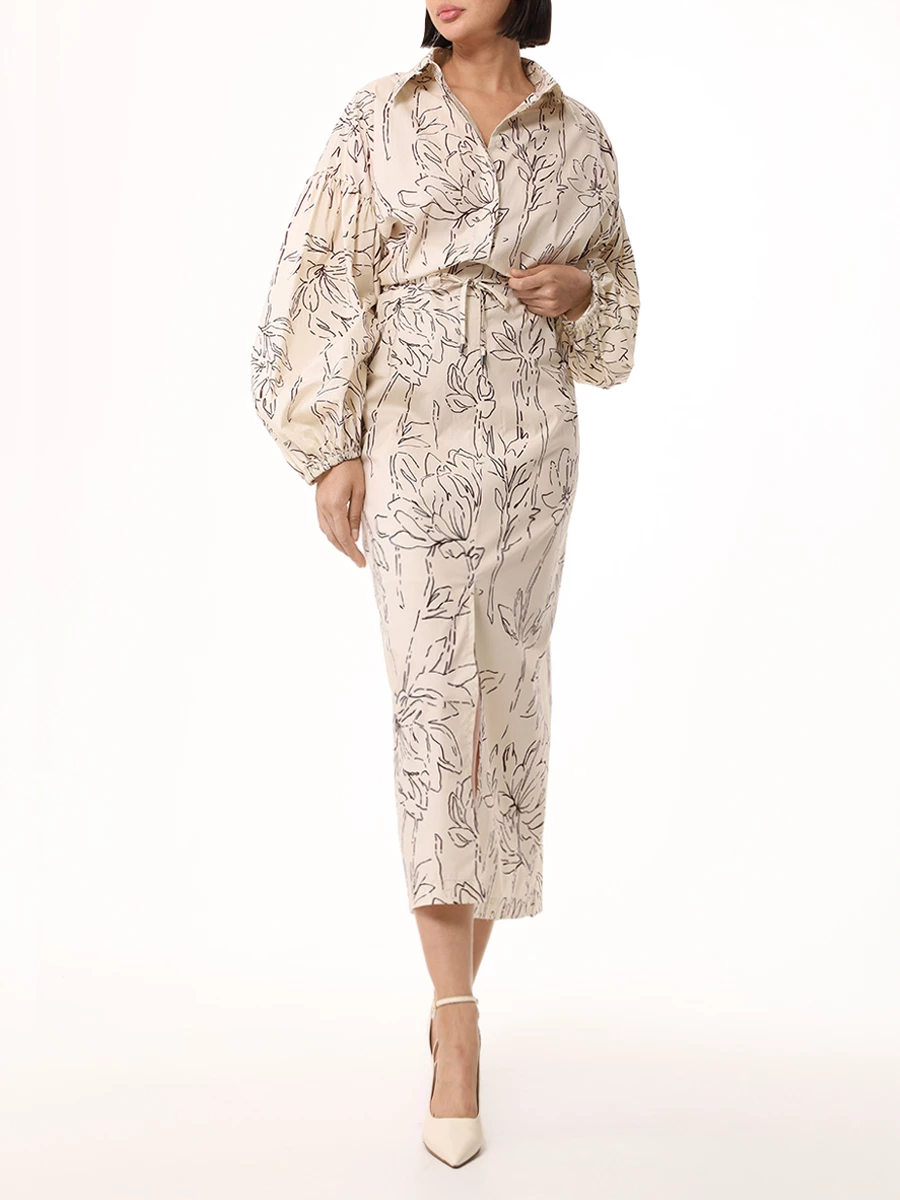 Платье хлопковое BRUNELLO CUCINELLI ML941A5174 C6002 Бежевый  Фото 2