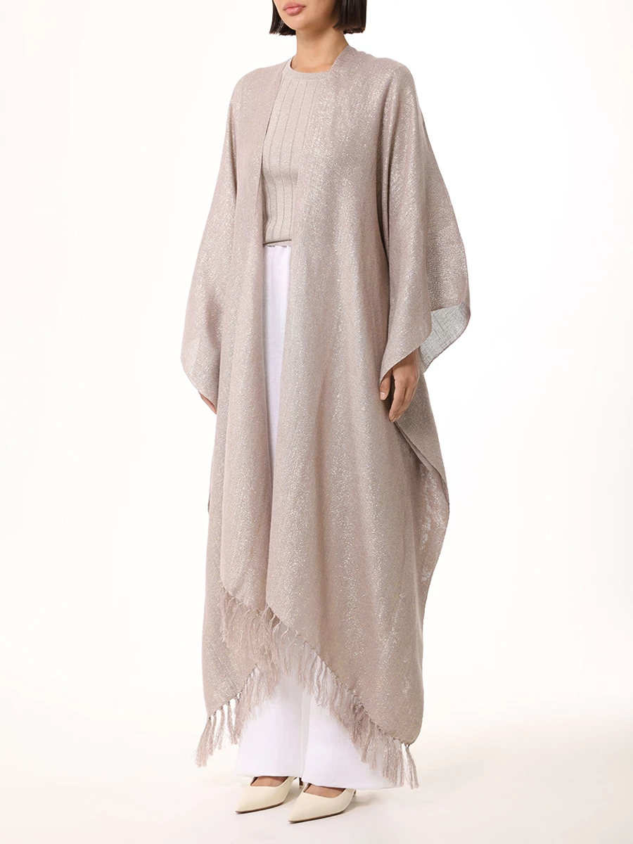 Пончо с люрексом BRUNELLO CUCINELLI MSCDARP97 CIX14 Бежевый  Фото 4