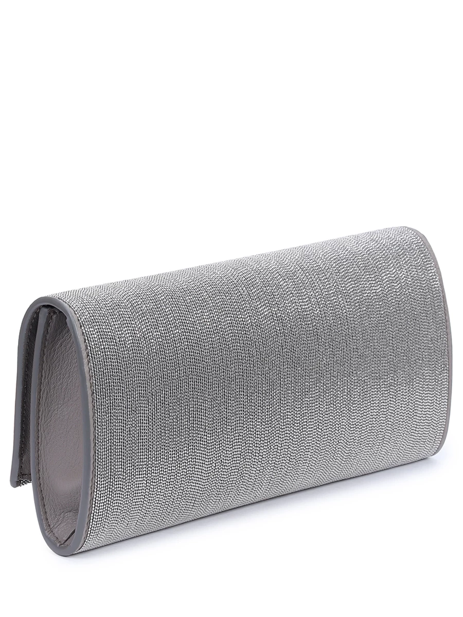 Клатч кожаный Precious BRUNELLO CUCINELLI MBMON2560 C736 Серебряный  Фото 3