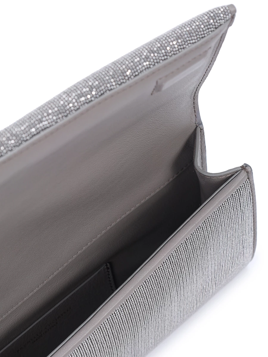 Клатч кожаный Precious BRUNELLO CUCINELLI MBMON2560 C736 Серебряный  Фото 4