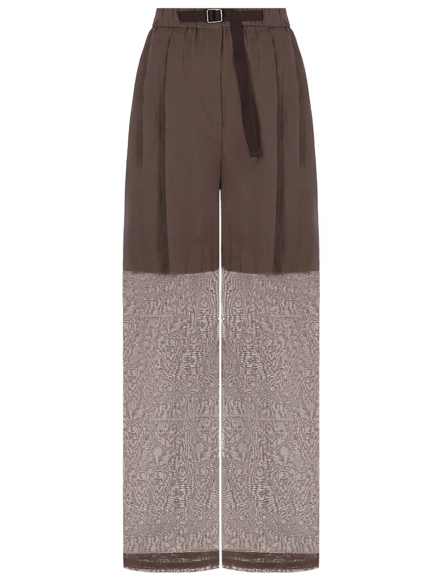Брюки из органзы BRUNELLO CUCINELLI MH911P8557 C8705 Коричневый 