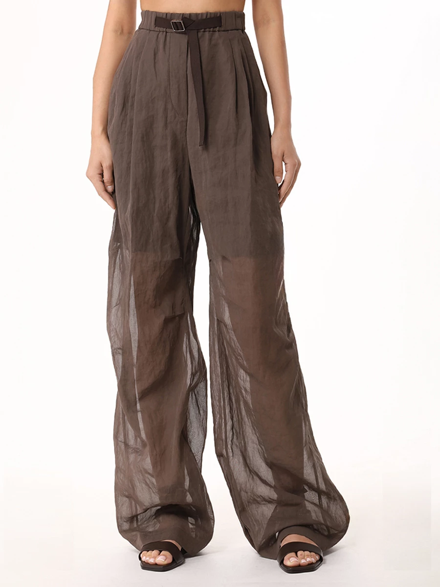 Брюки из органзы BRUNELLO CUCINELLI MH911P8557 C8705 Коричневый  Фото 4