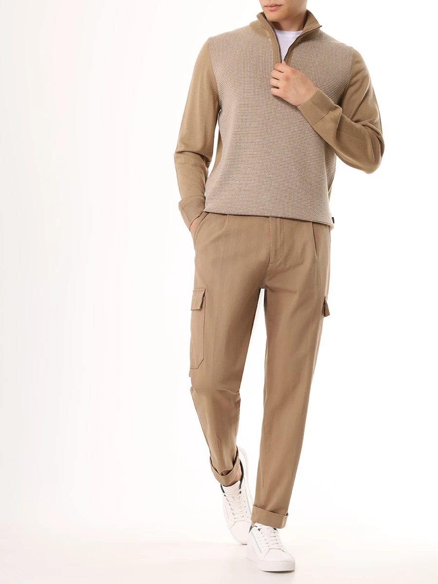 Брюки-карго Tapered Fit хлопковые BOSS 50519126/282 Бежевый  Фото 2
