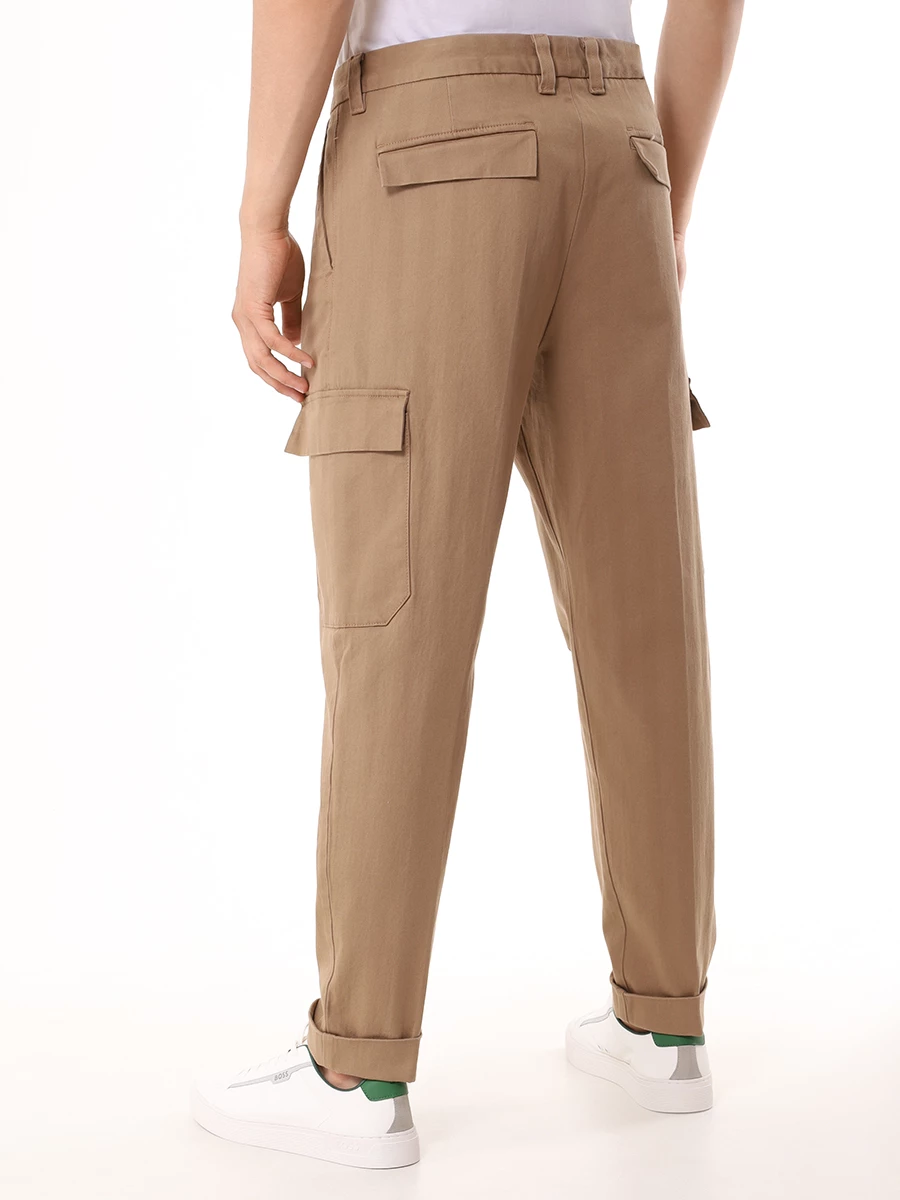 Брюки-карго Tapered Fit хлопковые BOSS 50519126/282 Бежевый  Фото 3