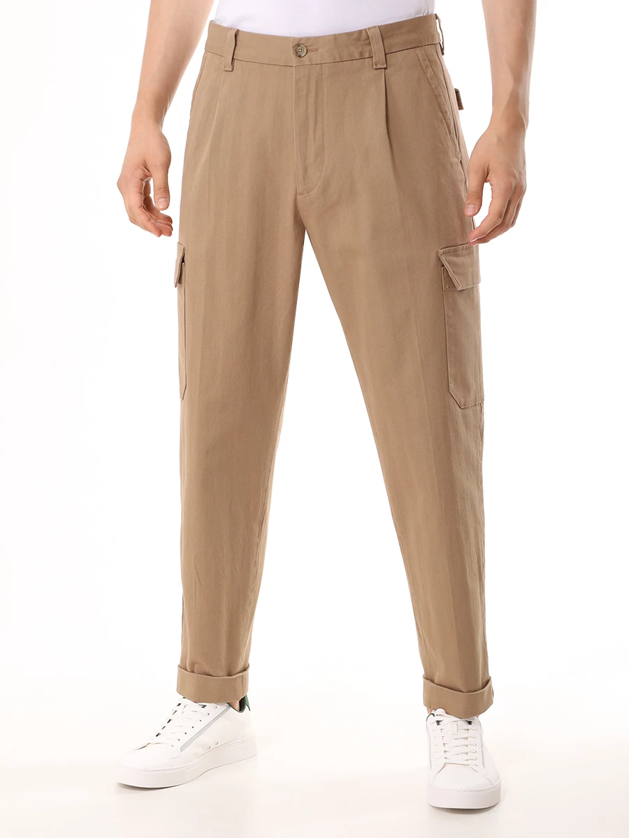 Брюки-карго Tapered Fit хлопковые BOSS 50519126/282 Бежевый  Фото 4
