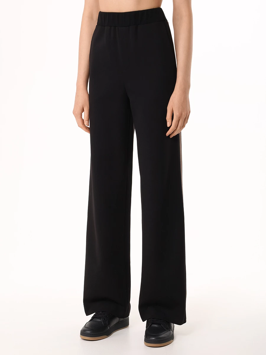 Брюки из вискозы LAROOM fw25-2445 С лампасами Черный  Фото 4