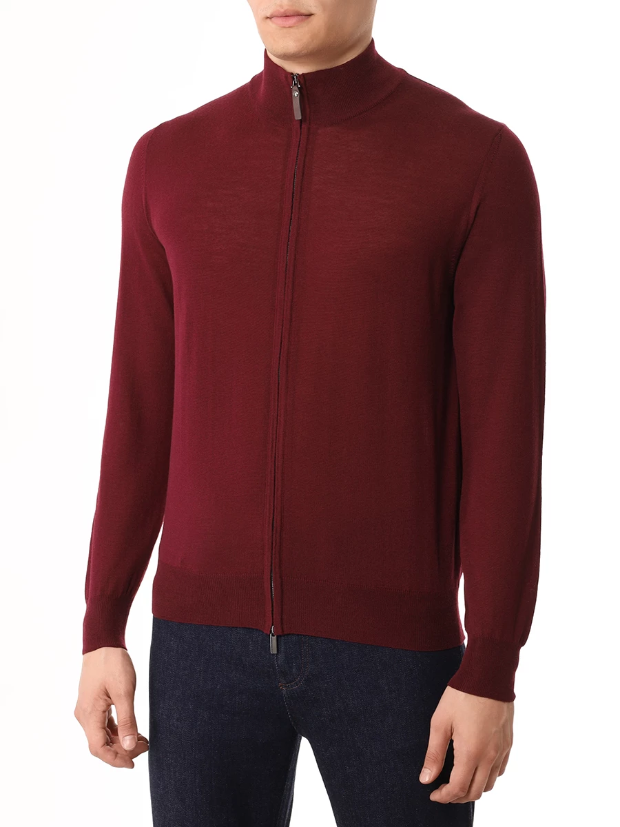 Кардиган шерстяной CANALI MK00077/905/C0022 Бордовый  Фото 4