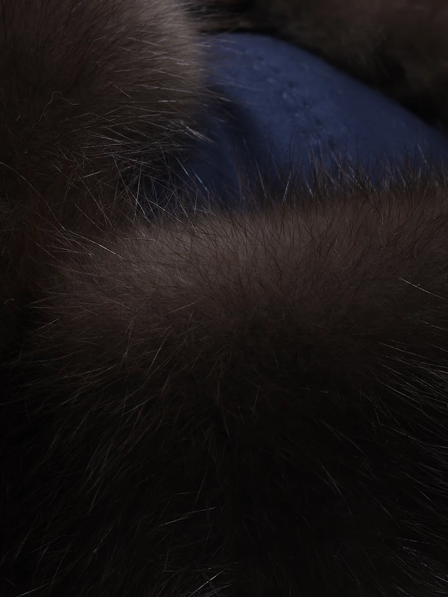 

Шапка кашемировая с мехом соболя, Синий, Ушанка 15