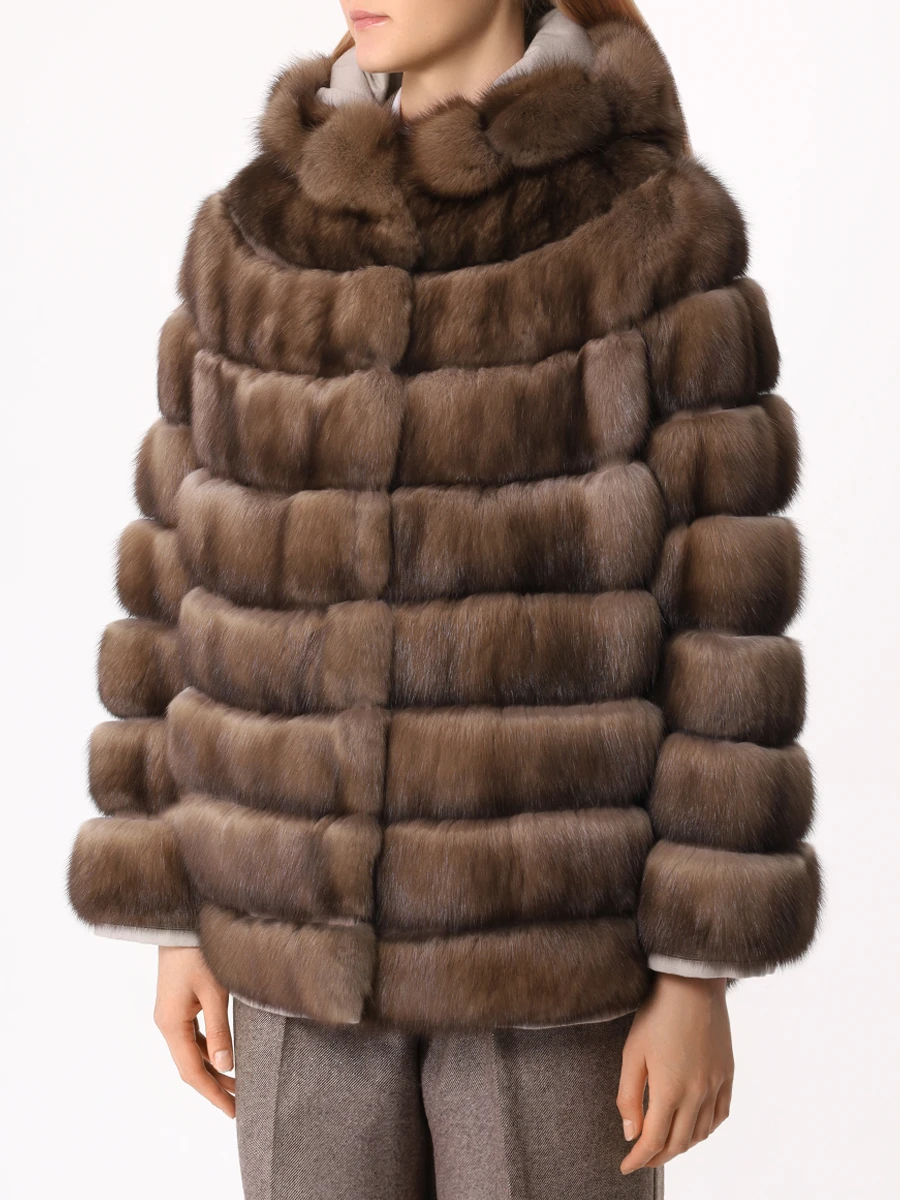 Шуба соболиная двусторонняя RINDI MOD.24/092 Коричневый  Фото 4