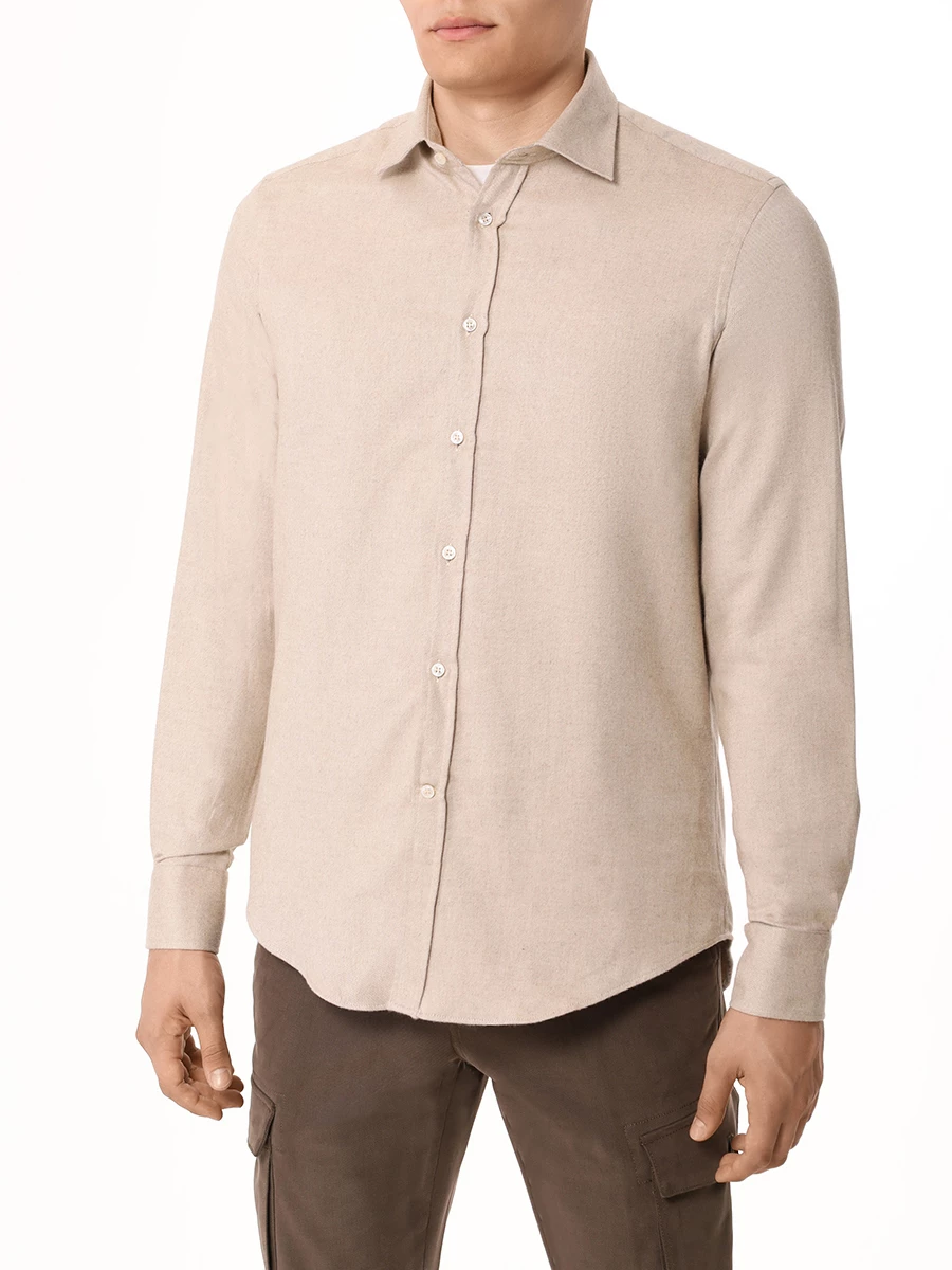 Рубашка Regular Fit хлопковая PAUL & SHARK 14313070CF/207 Бежевый  Фото 4