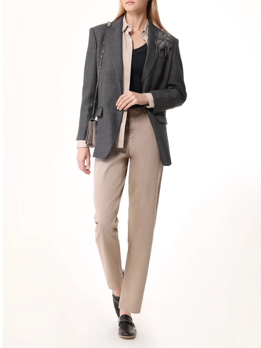 Футболка хлопковая BRUNELLO CUCINELLI MPTC8BJ302 C055 Темно- Серый  Фото 2