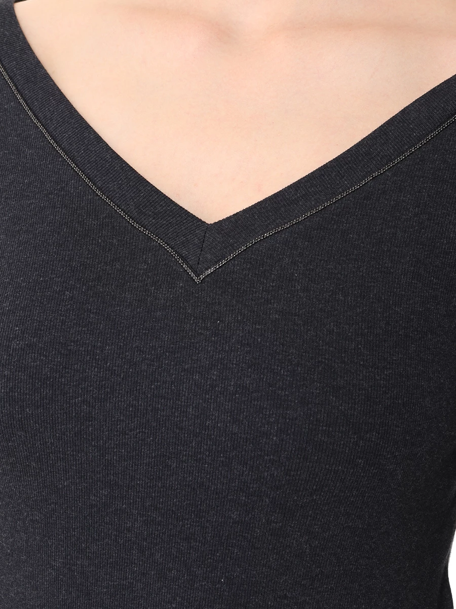 Футболка хлопковая BRUNELLO CUCINELLI MPTC8BJ302 C055 Темно- Серый  Фото 5