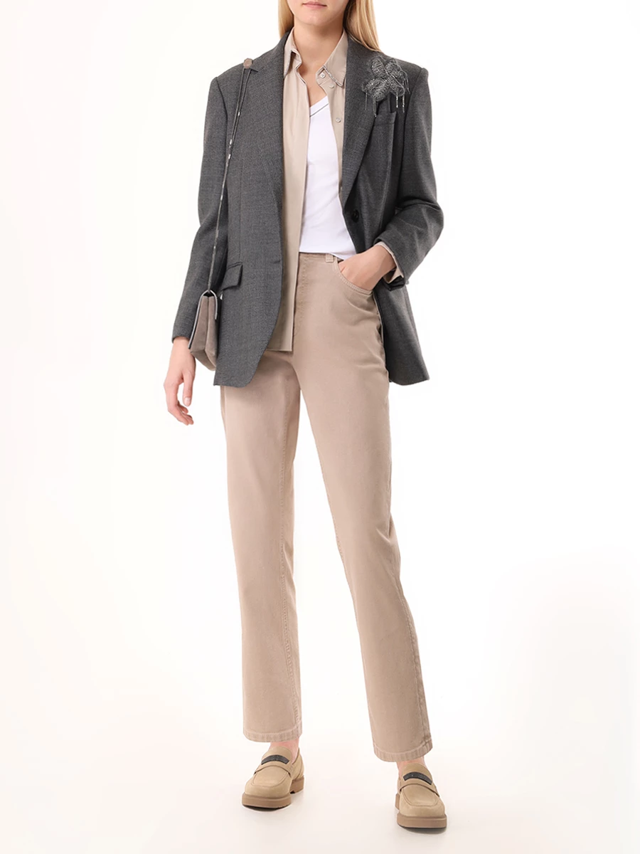 Футболка хлопковая BRUNELLO CUCINELLI MPTC8BJ302 C159 Белый  Фото 2