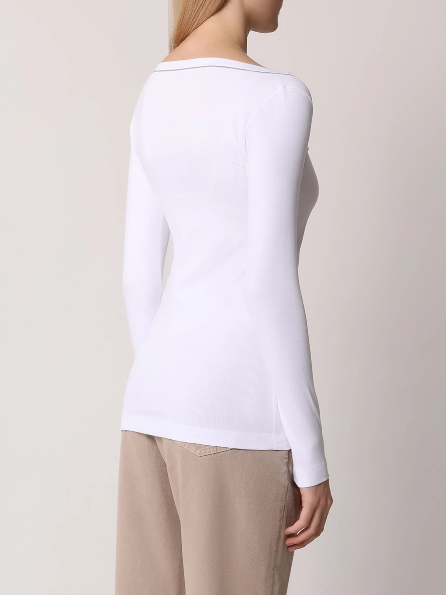 Футболка хлопковая BRUNELLO CUCINELLI MPTC8BJ302 C159 Белый  Фото 3