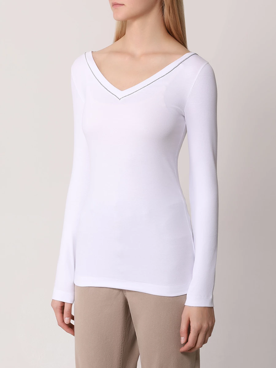 Футболка хлопковая BRUNELLO CUCINELLI MPTC8BJ302 C159 Белый  Фото 4